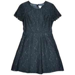 EUC Women's J. CREW Black Floral Lace Overlay Dress‎ | Size 4